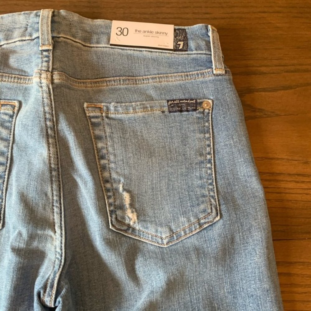 7 For All Mankind Sequin Destroy Ankle Skinny 30 - Picture 5 of 6